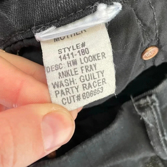 MOTHER HW Looker Ankle Fray Guilty Party Racer Black Skinny Jeans Rae Edge Pant - Picture 11 of 14